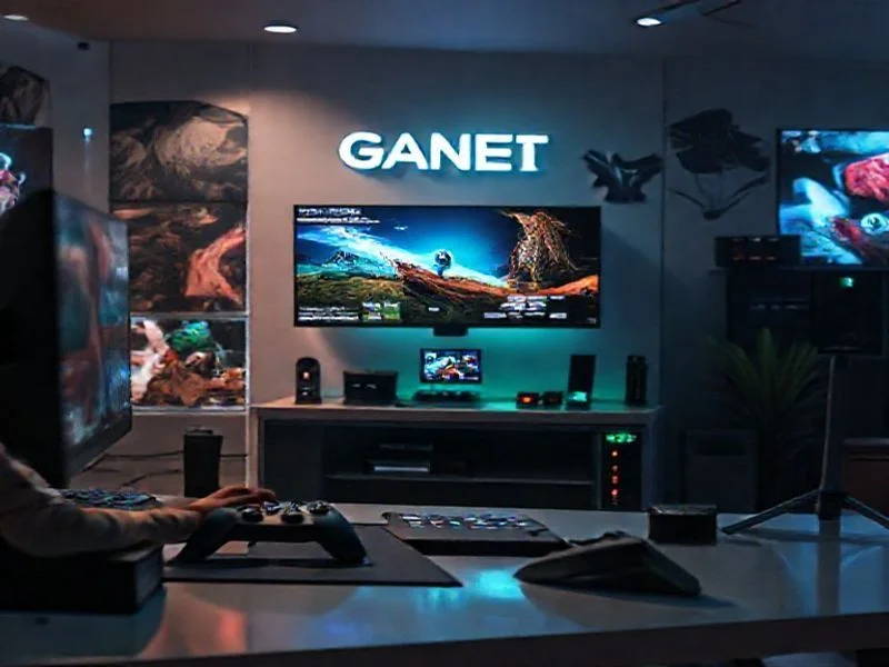 Intricate circuit board patterns with glowing data streams