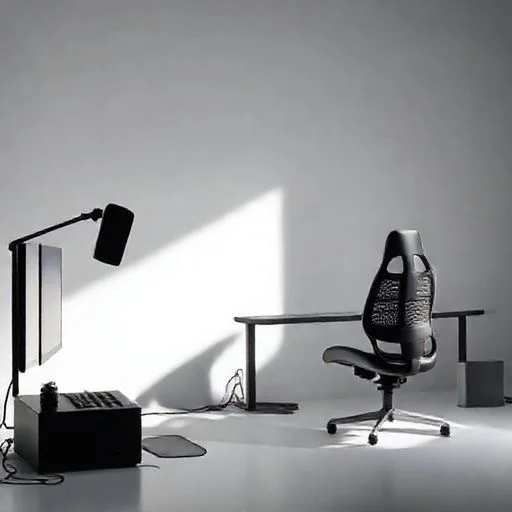 Futuristic derelict spaceship interior with glowing tech panels